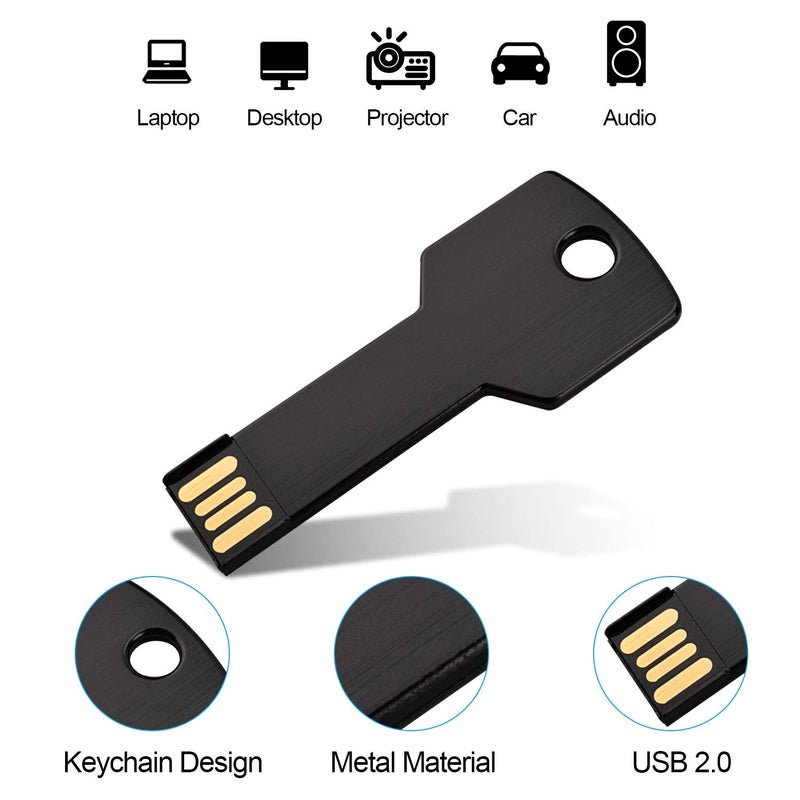 RAOYI 10 Pack 32GB USB Flash Drive USB 2.0 Metal Key Shape Memory Stick Thumb Drive Pen Drive-Black - Image 2